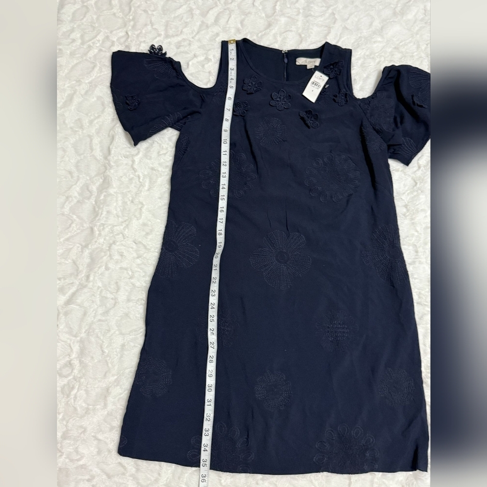 LOFT Black Cold Shoulder Mini Dress - Picture 3 of 8